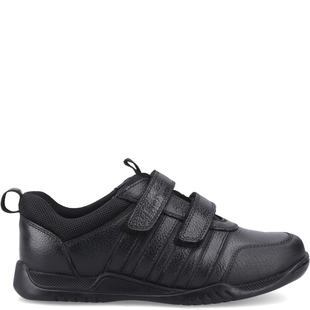 Boys BTS FLFR Black  Hush Puppies JOSH TOUCH FASTEN 2 JNR