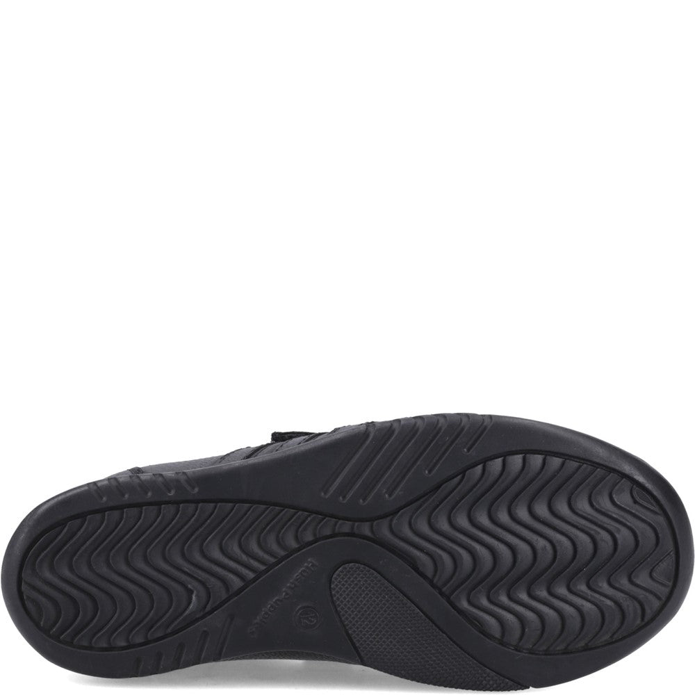 Boys BTS FLFR Black  Hush Puppies JOSH TOUCH FASTEN 2 SNR