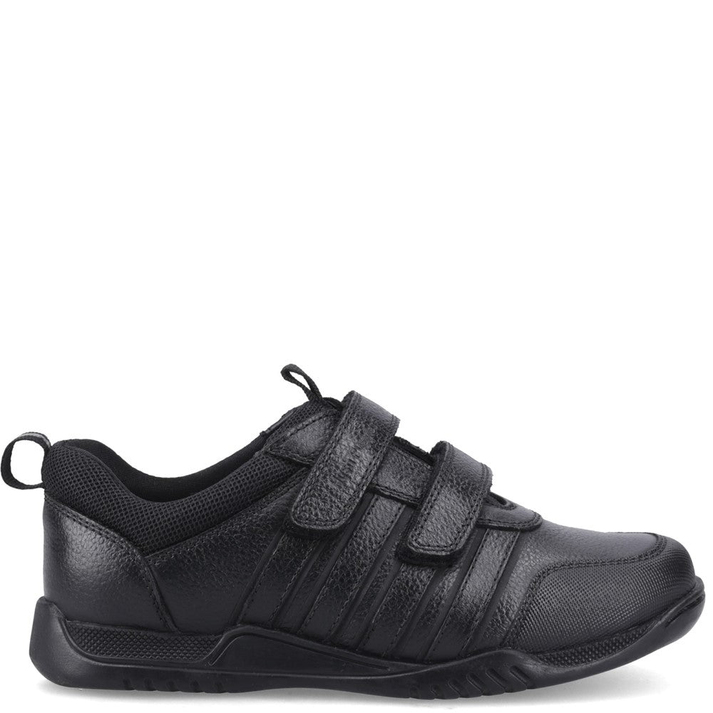 Boys BTS FLFR Black  Hush Puppies JOSH TOUCH FASTEN 2 SNR