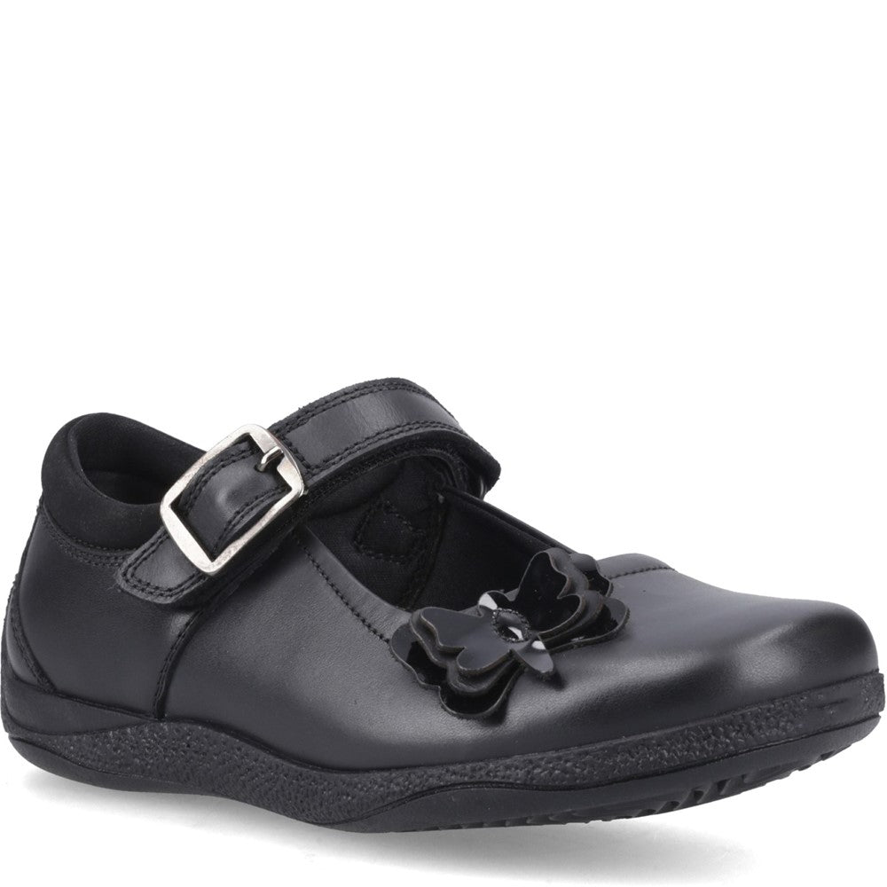 Girls BTS FLFR Black  Hush Puppies JULIE BALLERINA JNR