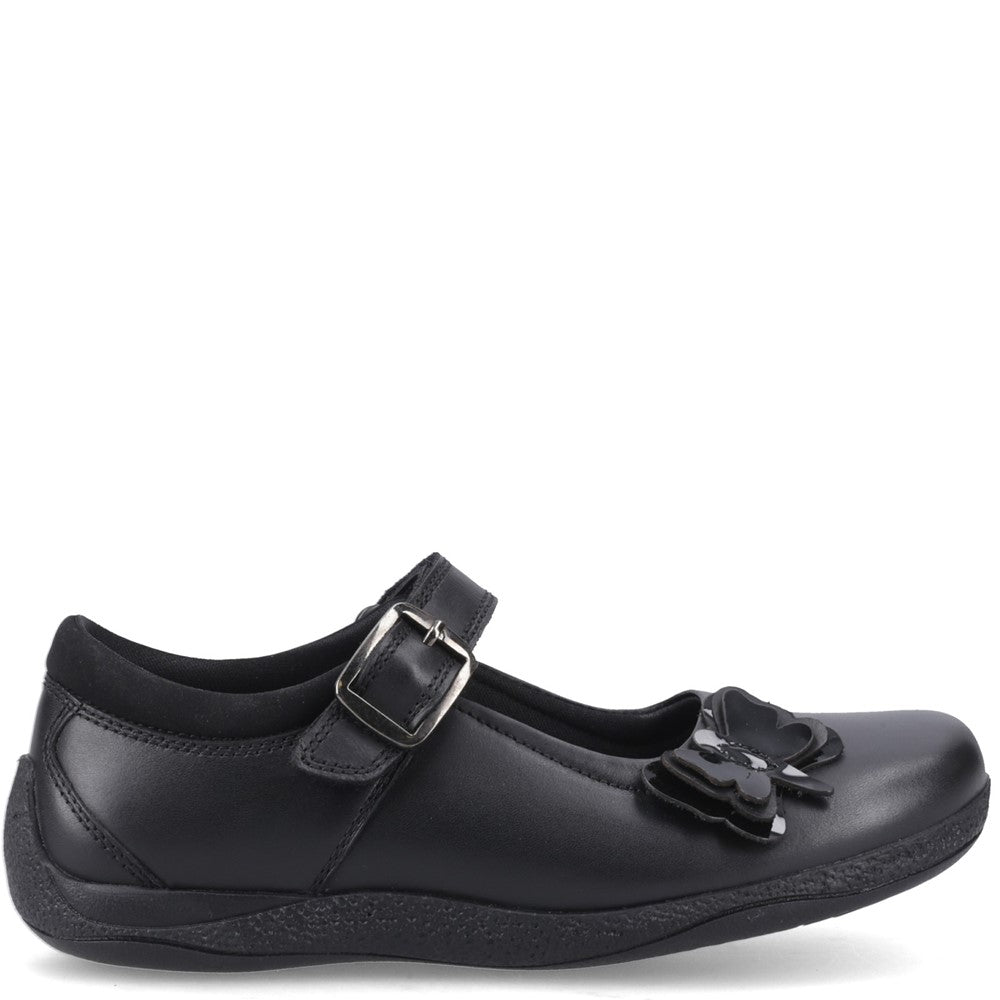 Girls BTS FLFR Black  Hush Puppies JULIE BALLERINA JNR