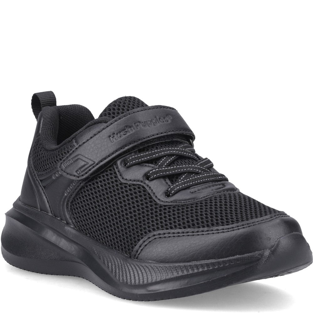 Boys BTS Black  Hush Puppies MARTY TRAINER JNR