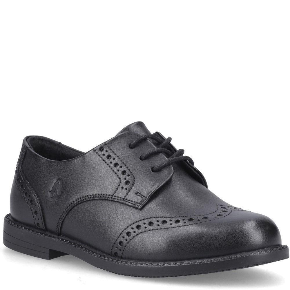Girls BTS Black  Hush Puppies AVA BROGUE SNR
