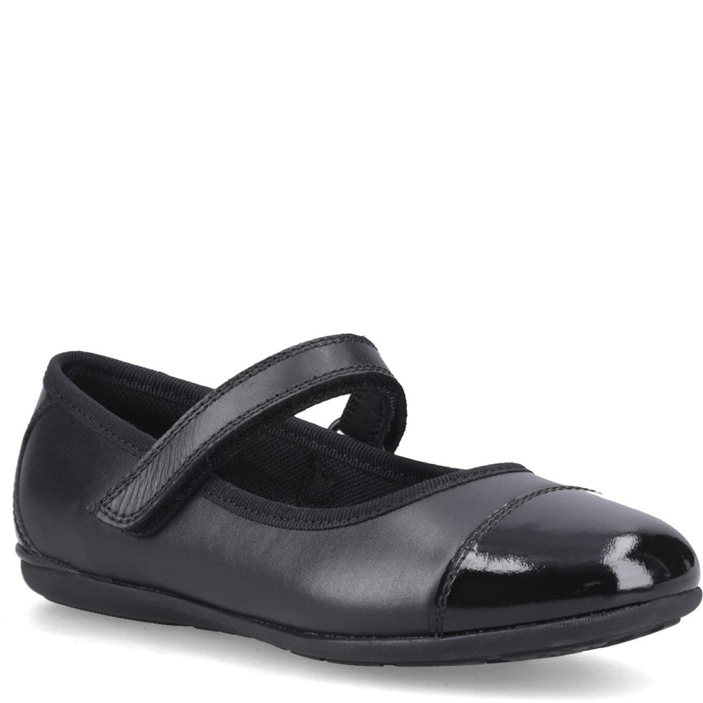Girls BTS Black  Hush Puppies LOTTIE BALLERINA JNR