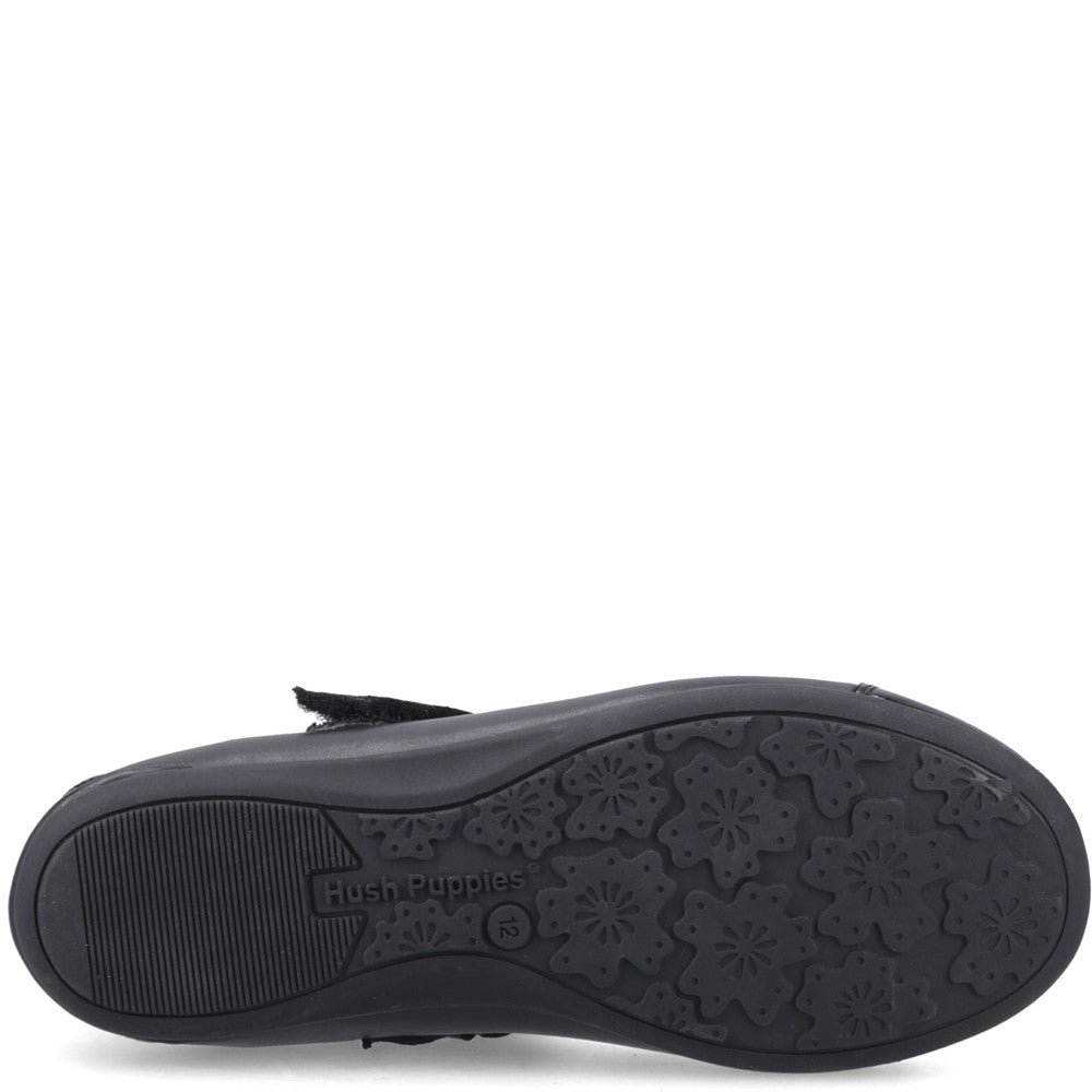 Girls BTS Black  Hush Puppies LOTTIE BALLERINA JNR