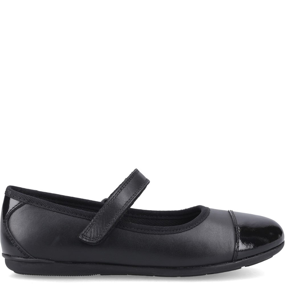 Girls BTS Black  Hush Puppies LOTTIE BALLERINA SNR