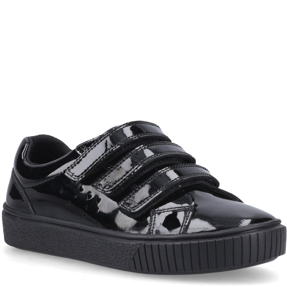 Girls BTS FLFR Black  Hush Puppies ELSIE TOUCH FASTENING JN