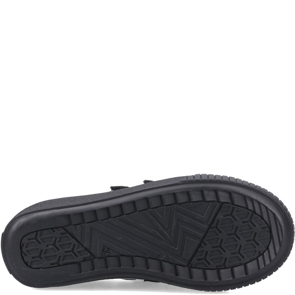 Girls BTS FLFR Black  Hush Puppies ELSIE TOUCH FASTENING JN
