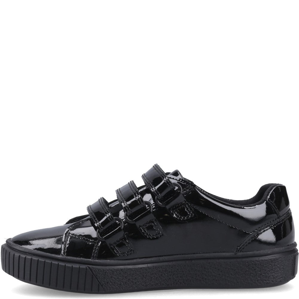 Girls BTS FLFR Black  Hush Puppies ELSIE TOUCH FASTENING JN