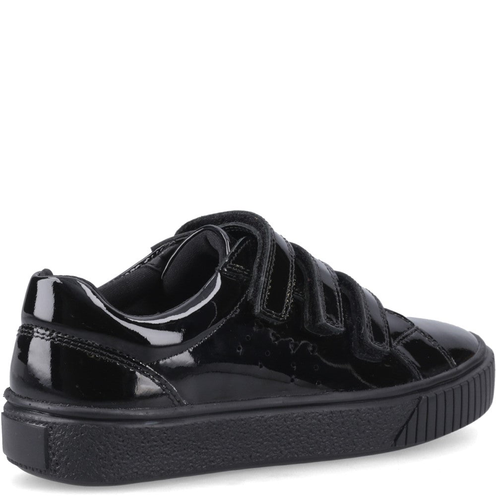 Girls BTS FLFR Black  Hush Puppies ELSIE TOUCH FASTENING SN