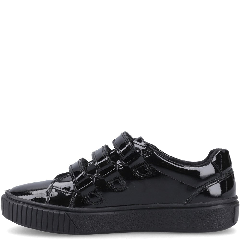 Girls BTS FLFR Black  Hush Puppies ELSIE TOUCH FASTENING SN