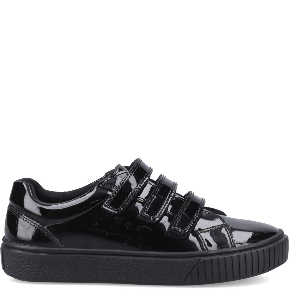 Girls BTS FLFR Black  Hush Puppies ELSIE TOUCH FASTENING SN