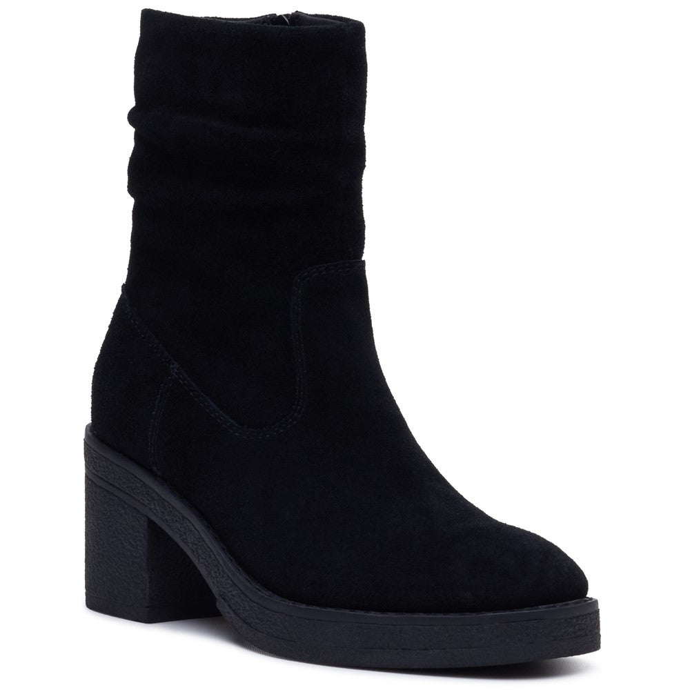 Ladies Mid Boot Black Hush Puppies Flora Ruched Boot