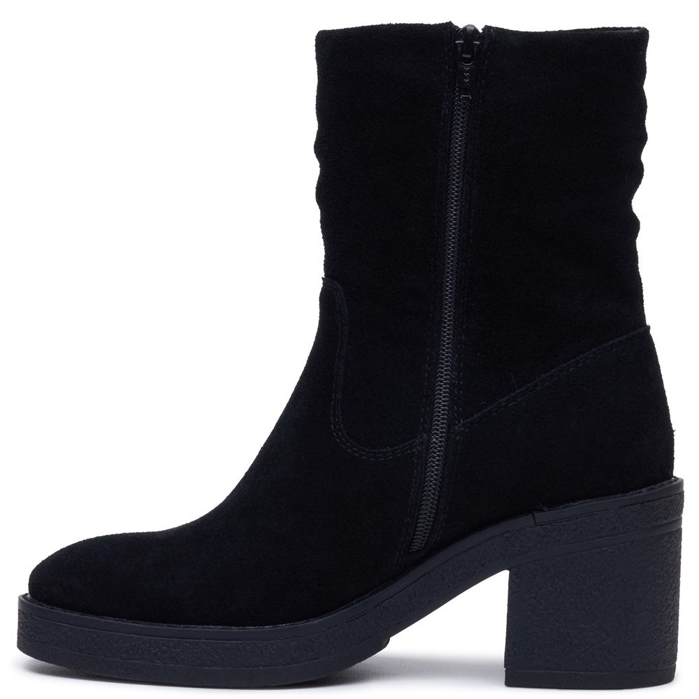 Ladies Mid Boot Black Hush Puppies Flora Ruched Boot