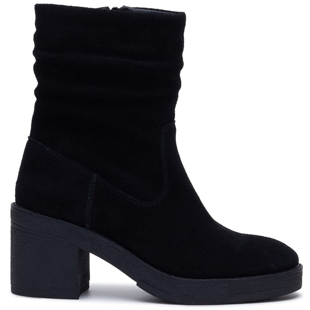 Ladies Mid Boot Black Hush Puppies Flora Ruched Boot
