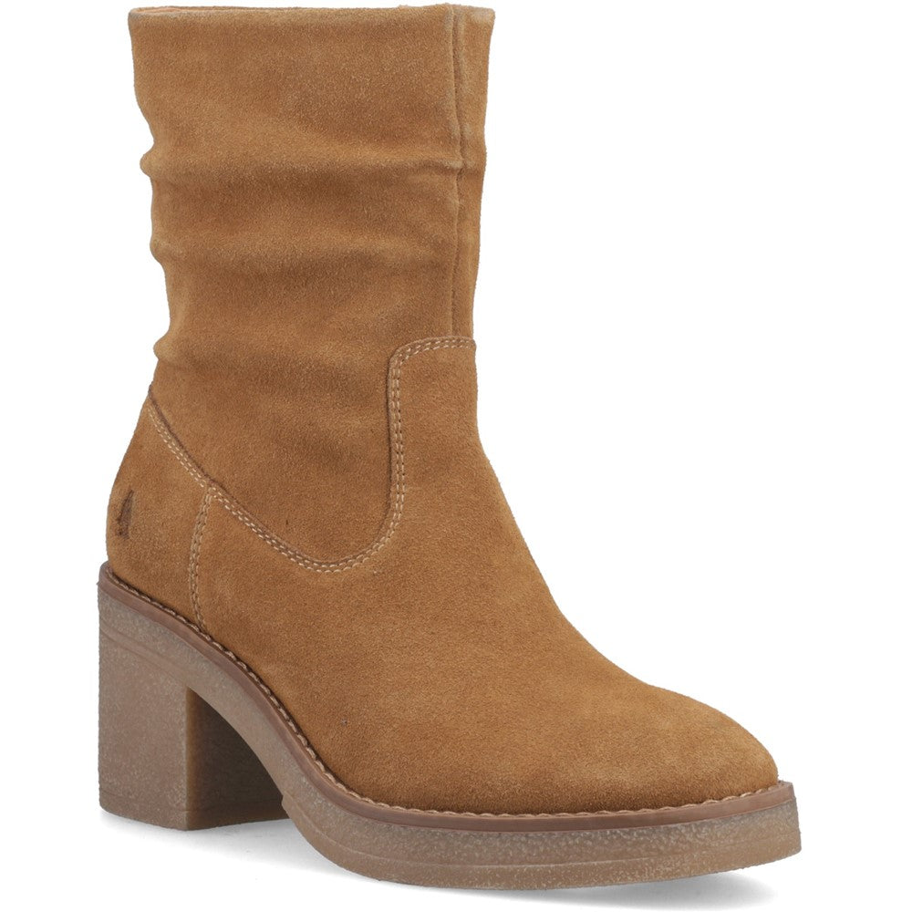 Ladies Mid Boot Tan Hush Puppies Flora Ruched Boot