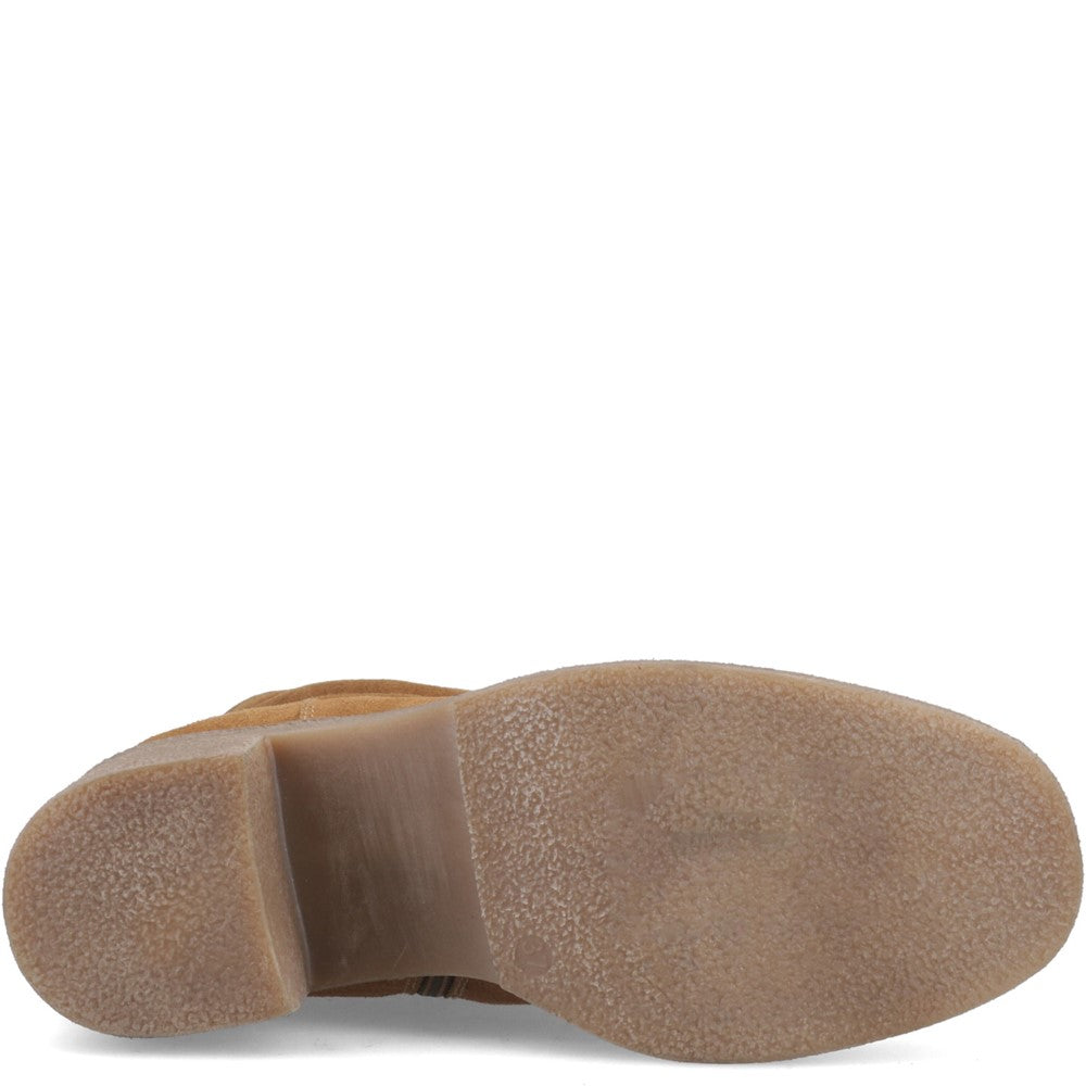 Ladies Mid Boot Tan Hush Puppies Flora Ruched Boot