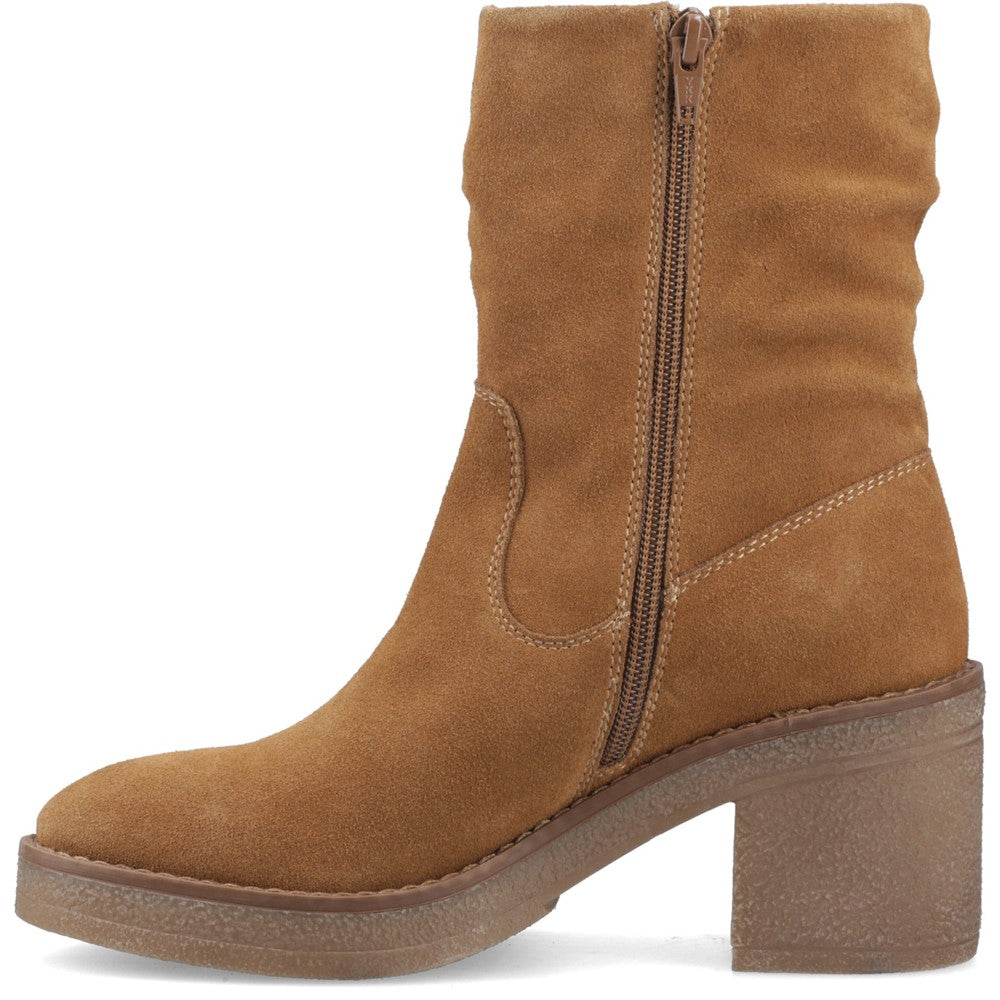 Ladies Mid Boot Tan Hush Puppies Flora Ruched Boot