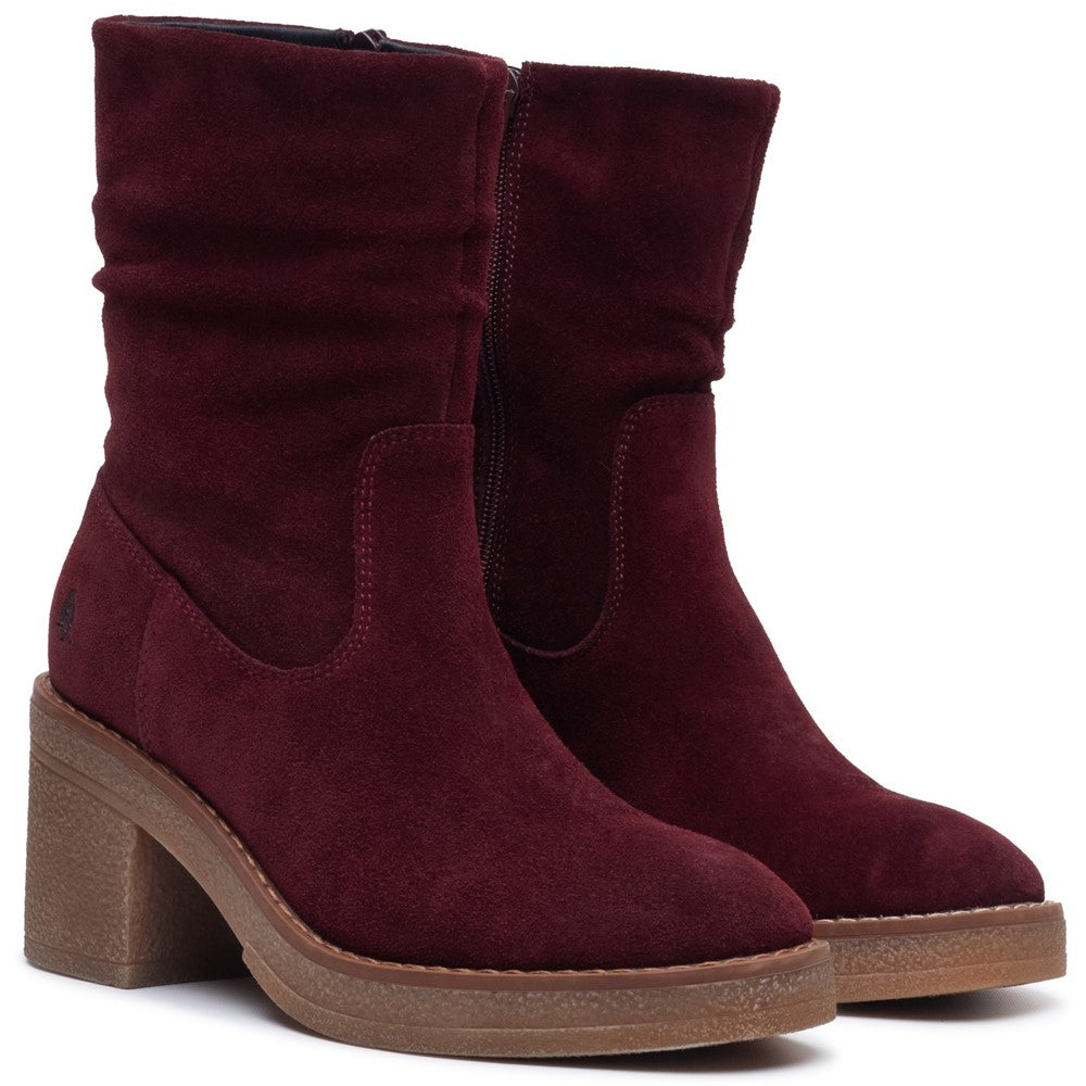 Ladies Mid Boot Plum Hush Puppies Flora Ruched Boot