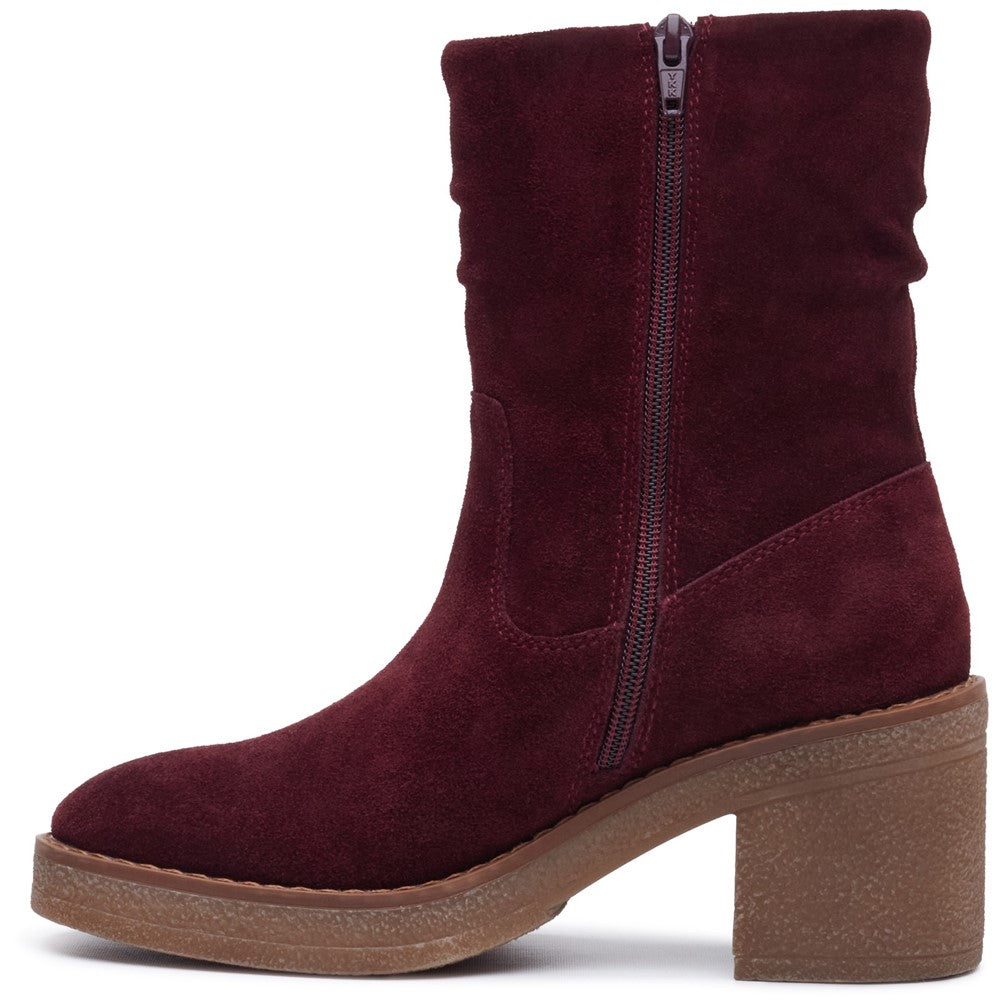Ladies Mid Boot Plum Hush Puppies Flora Ruched Boot