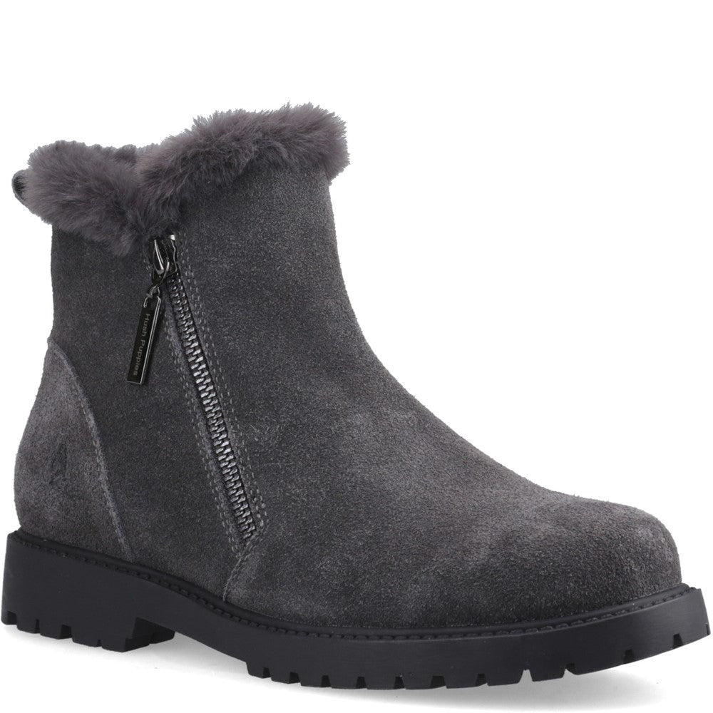 Ladies Ankle Boots Grey Hush Puppies Hollis Zip Boot