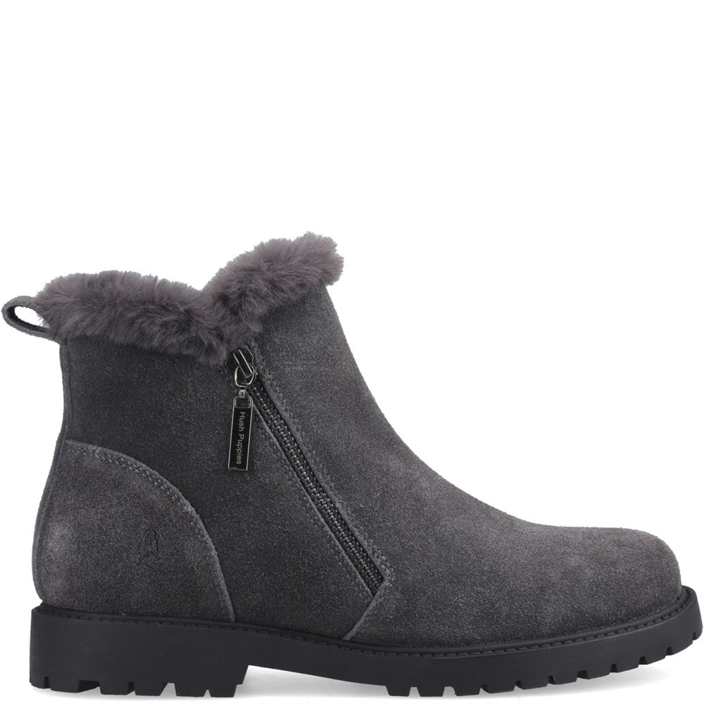 Ladies Ankle Boots Grey Hush Puppies Hollis Zip Boot