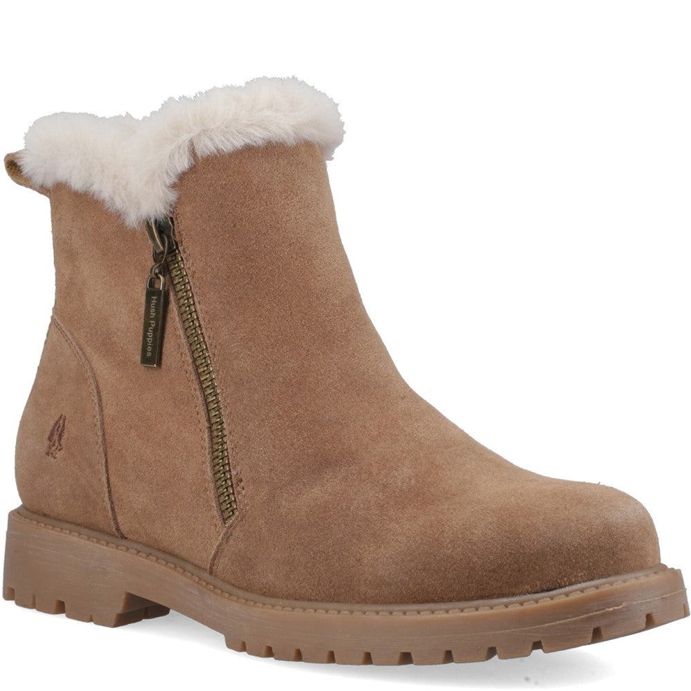 Ladies Ankle Boots Tan Hush Puppies Hollis Zip Boot