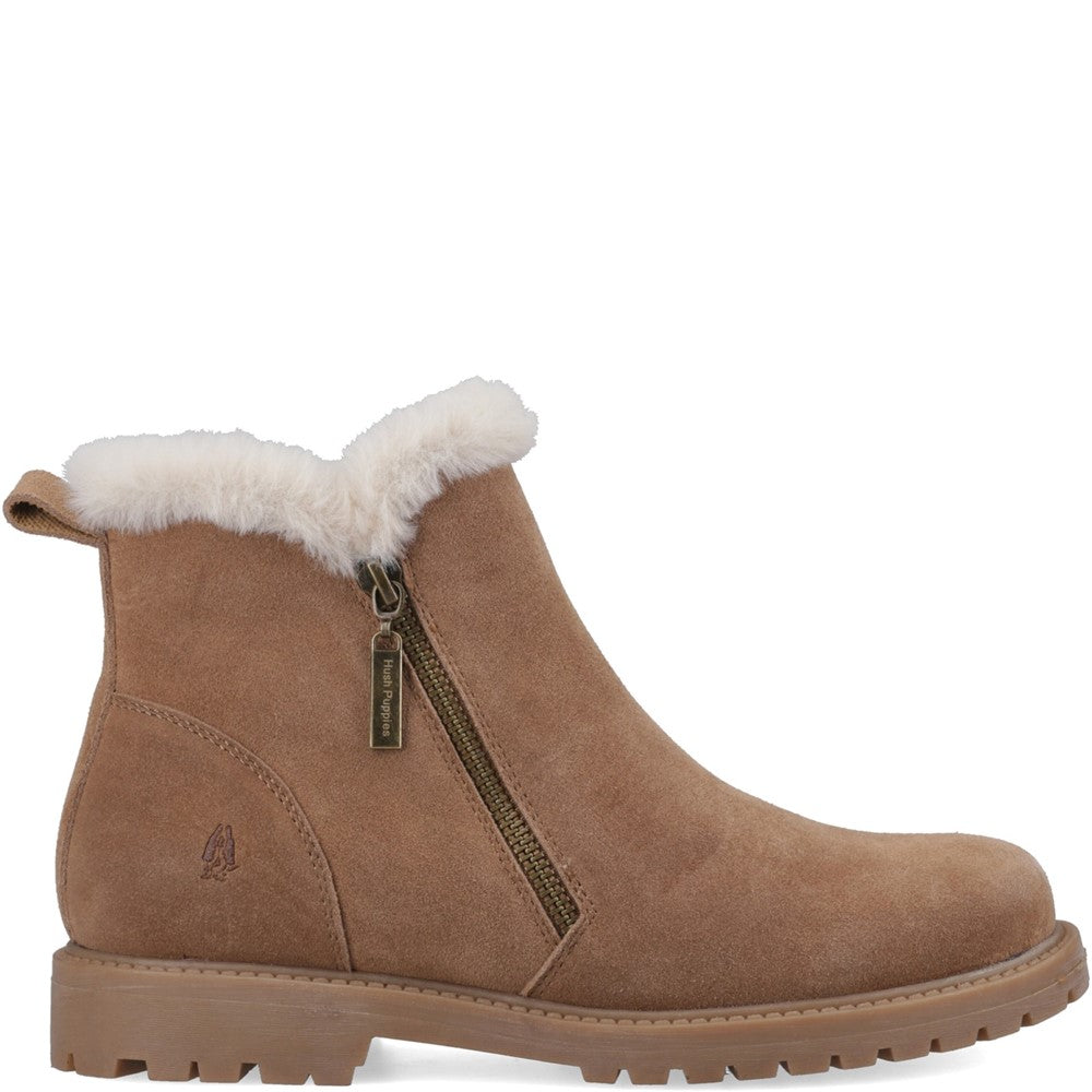 Ladies Ankle Boots Tan Hush Puppies Hollis Zip Boot