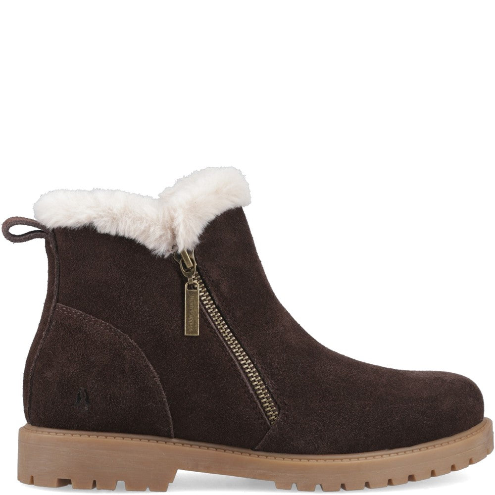 Ladies Ankle Boots Chocolate Hush Puppies Hollis Zip Boot
