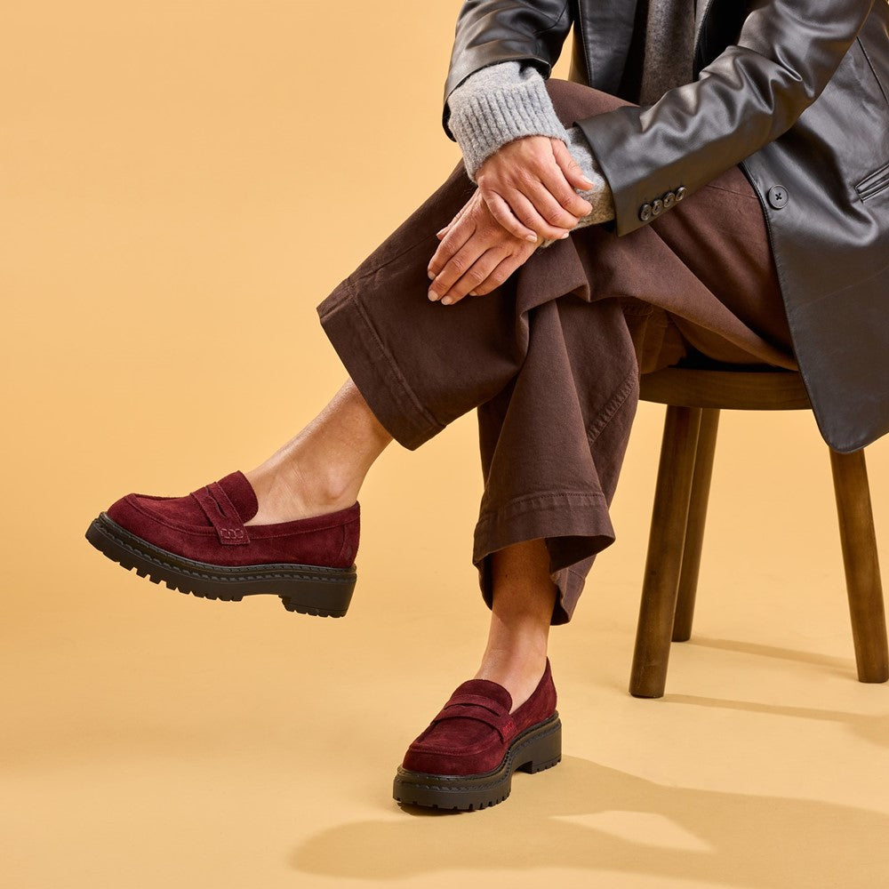 Slip On Ladies Shoes Bordo Hush Puppies Odessa Loafer