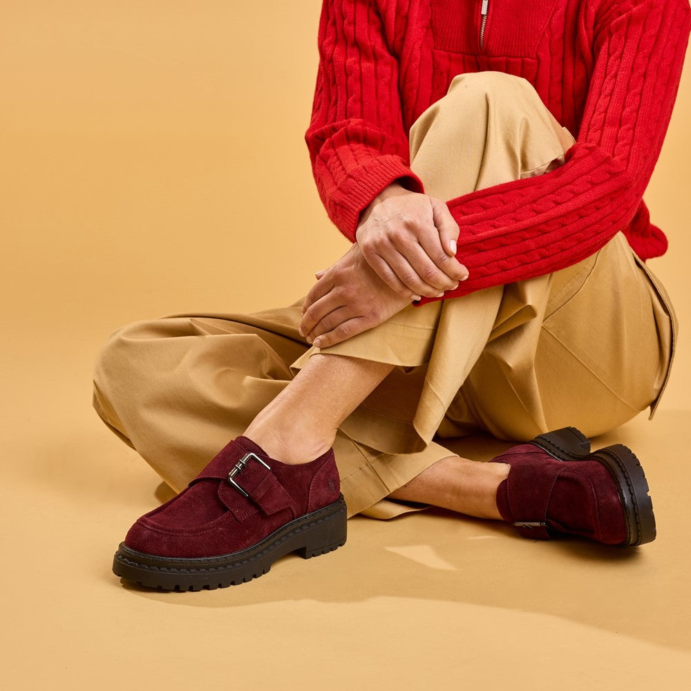 Lace Ladies Shoes Bordo Hush Puppies Orla Monk Shoe