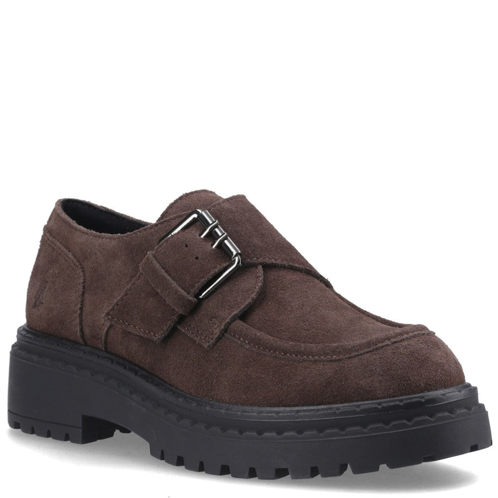 Lace Ladies Shoes Chocolate Hush Puppies Orla Monk Shoe