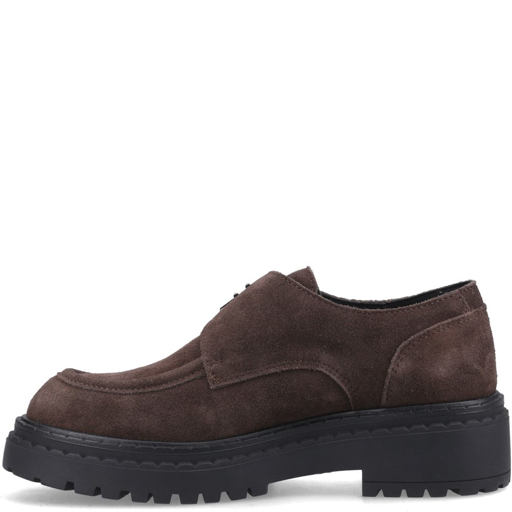 Lace Ladies Shoes Chocolate Hush Puppies Orla Monk Shoe