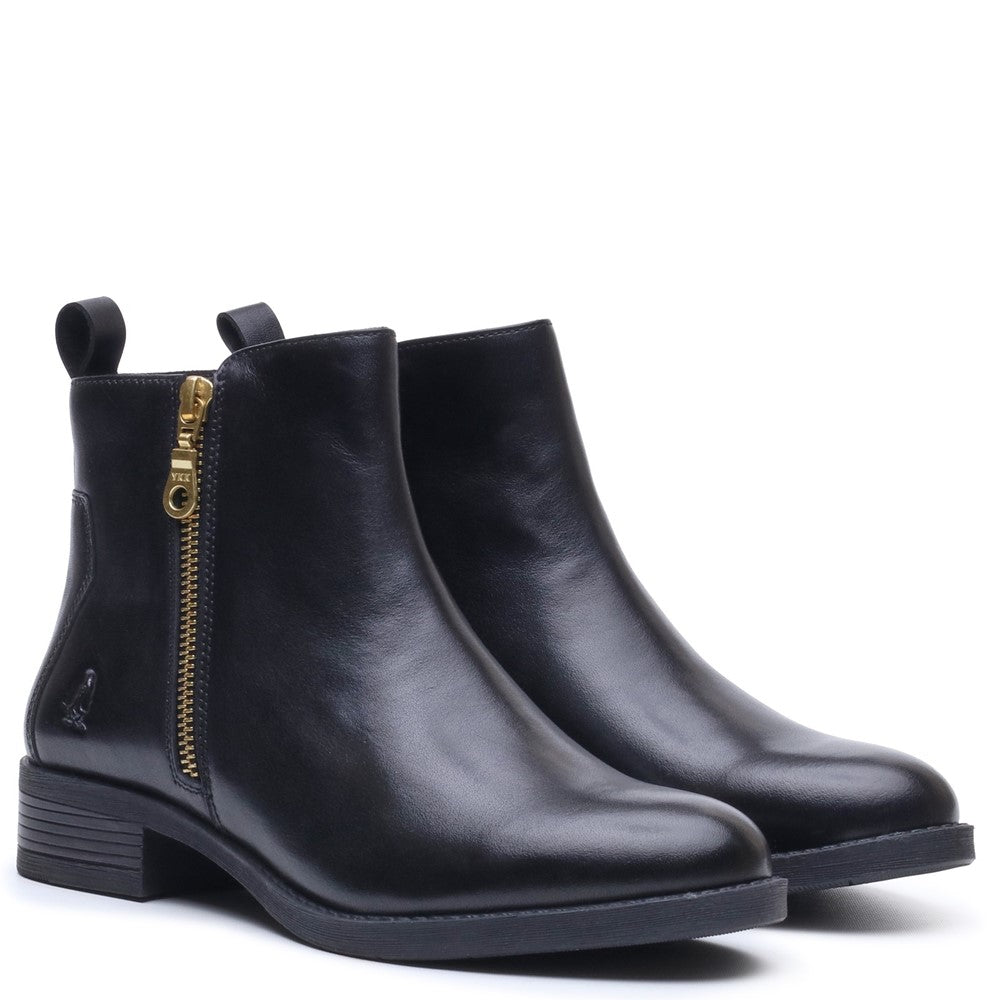 Ladies Ankle Boots Black Hush Puppies Perry Zip Boot
