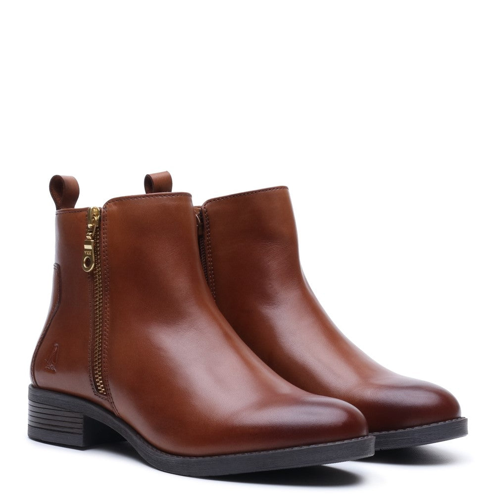 Ladies Ankle Boots Tan Hush Puppies Perry Zip Boot