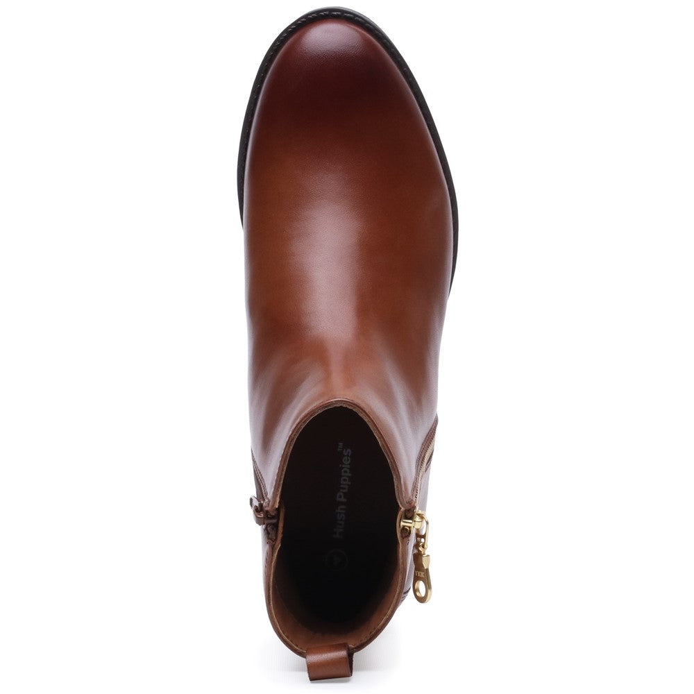 Ladies Ankle Boots Tan Hush Puppies Perry Zip Boot