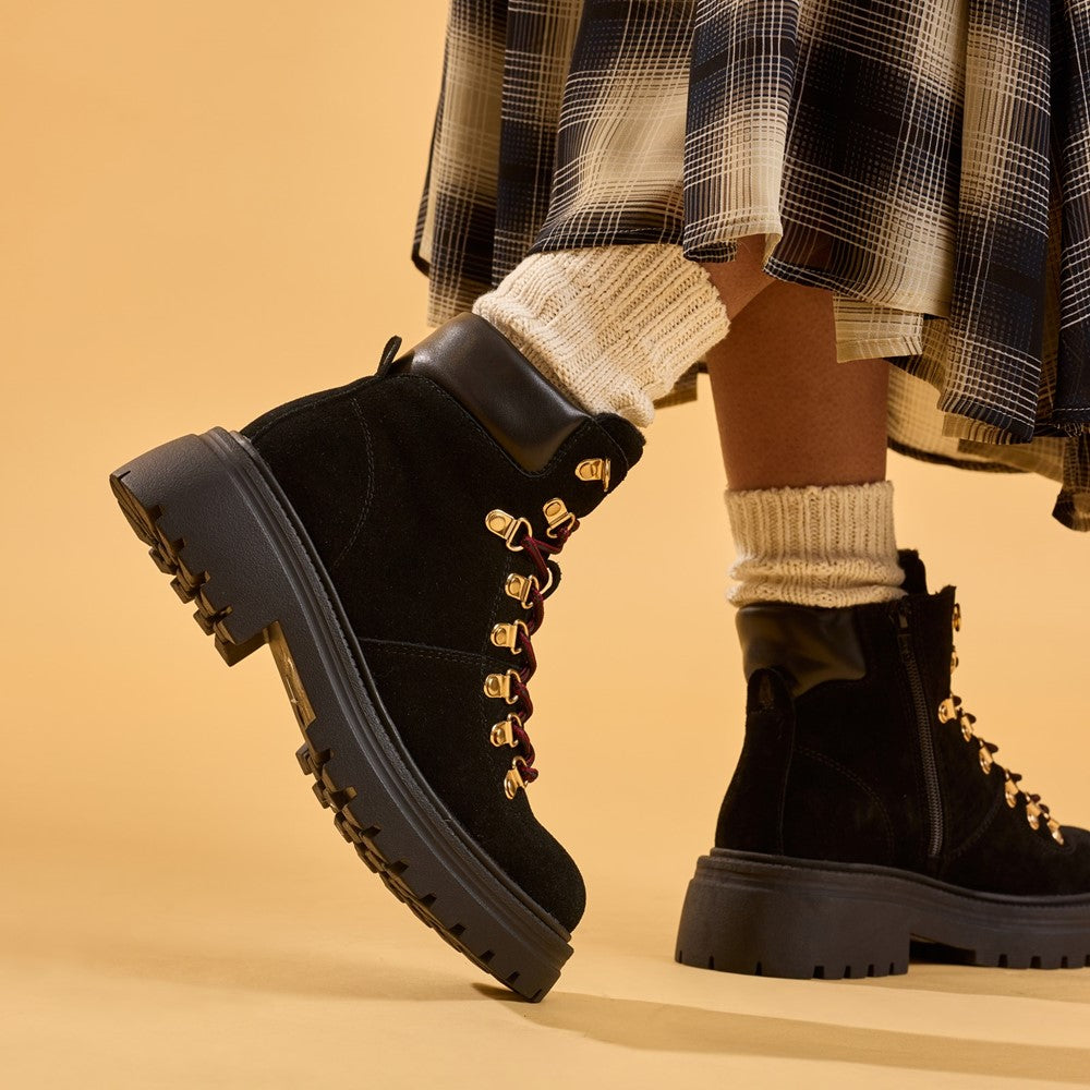 Ladies Ankle Boots Black Hush Puppies Robyn Hiker Boot