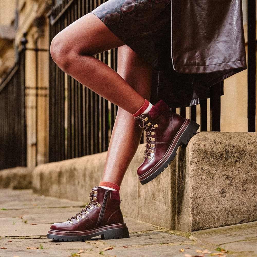 Ladies Ankle Boots Bordo Hush Puppies Robyn Hiker Boot