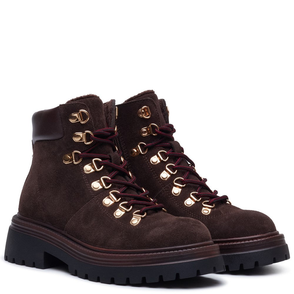 Ladies Ankle Boots Chocolate Hush Puppies Robyn Hiker Boot