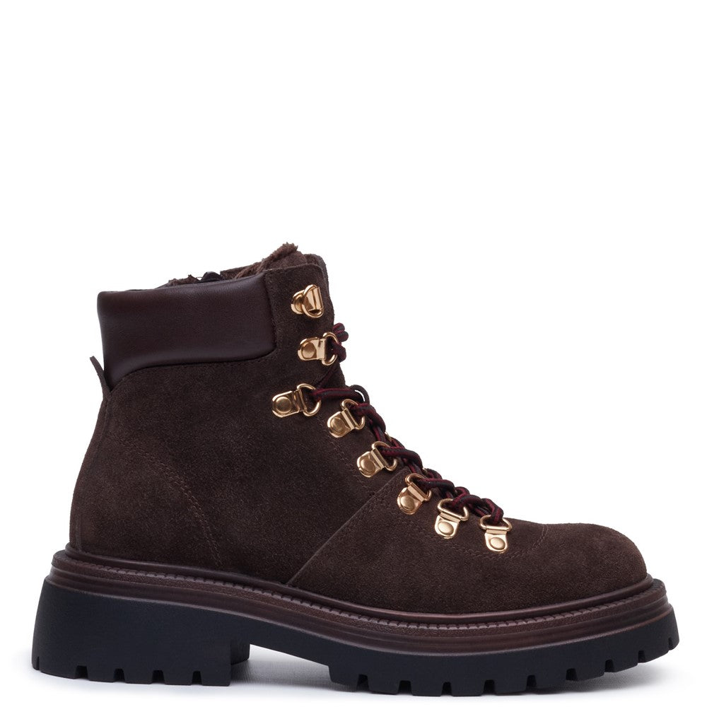 Ladies Ankle Boots Chocolate Hush Puppies Robyn Hiker Boot