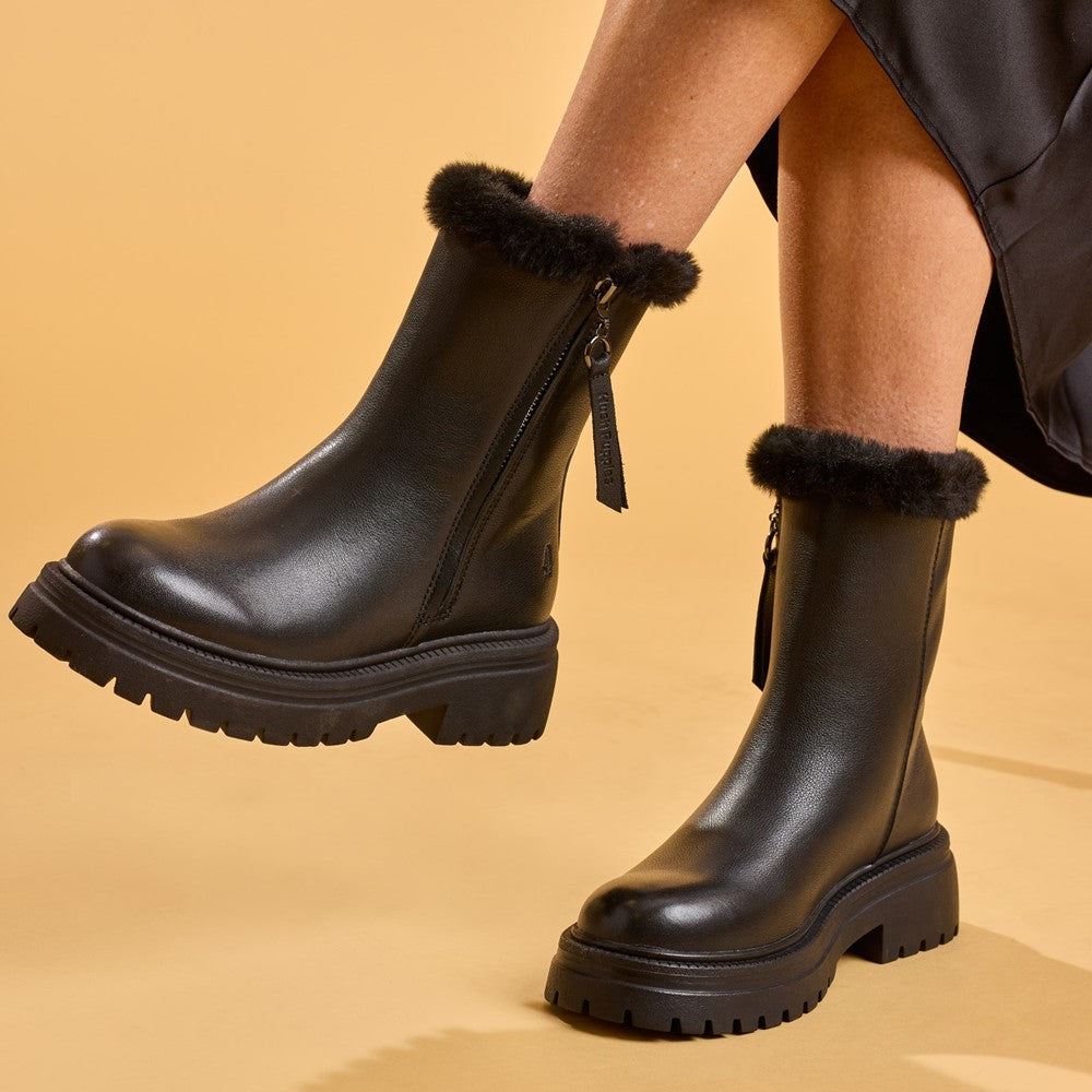 Ladies Mid Boot Black Hush Puppies Rosalind Boot