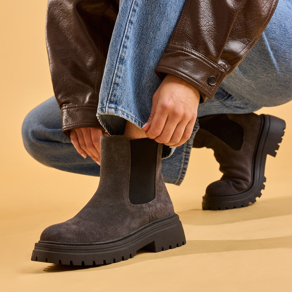 Ladies Ankle Boots Charcoal Hush Puppies Rose Chelsea Boot