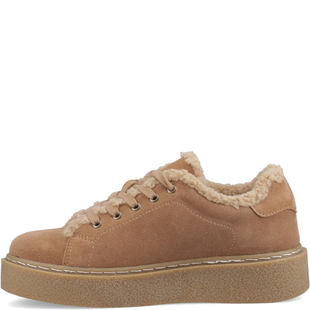 Shoe Ladies Summer Tan Hush Puppies Brinlee Fur Trainer