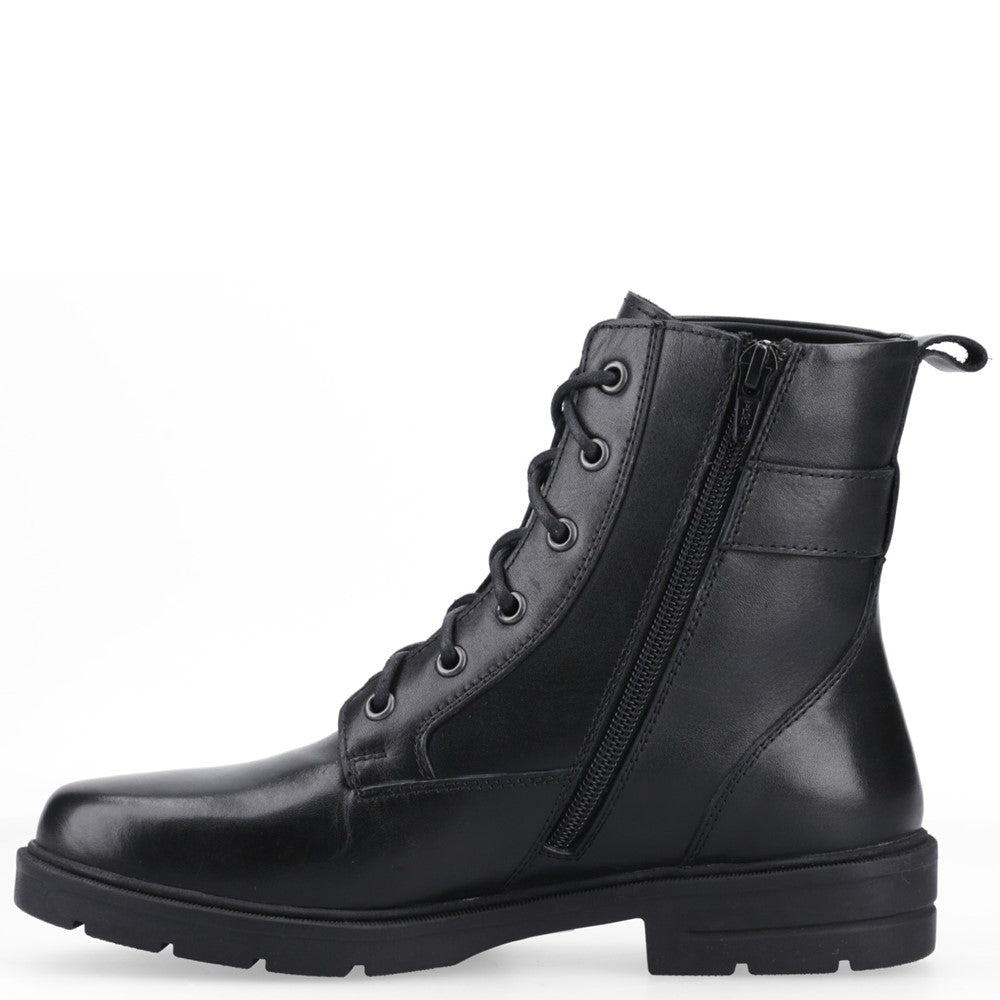 Ladies Long Boots Black Hush Puppies Teagan Biker Boot