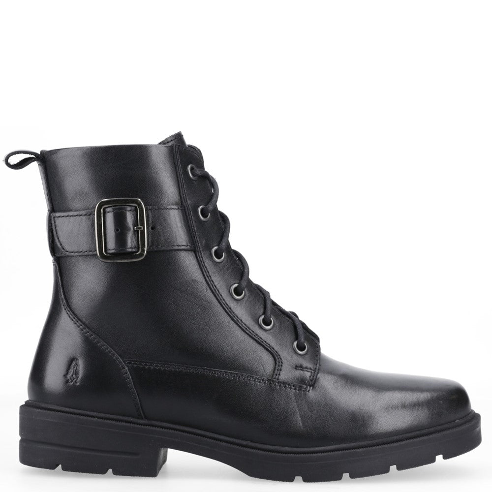Ladies Long Boots Black Hush Puppies Teagan Biker Boot