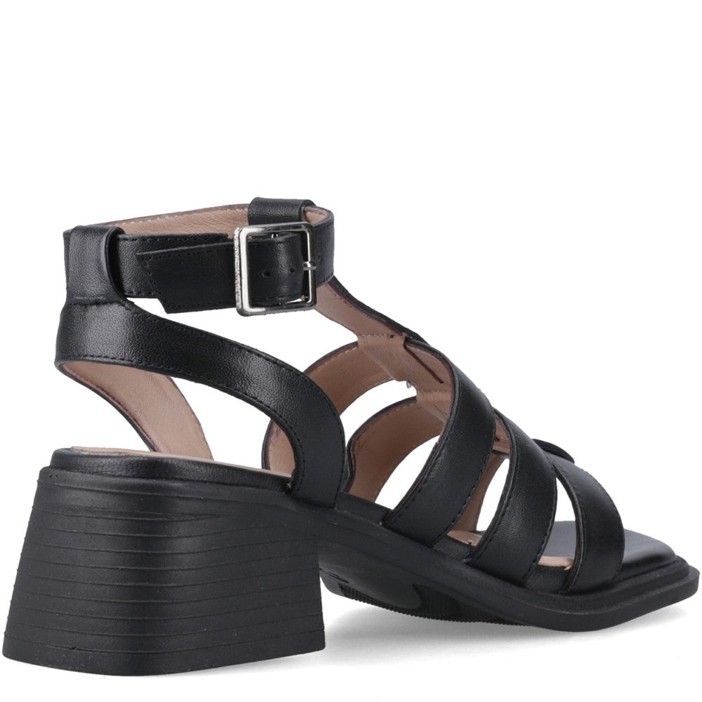 Ladies Heels Black Hush Puppies ZELDA GLADIATOR HEEL