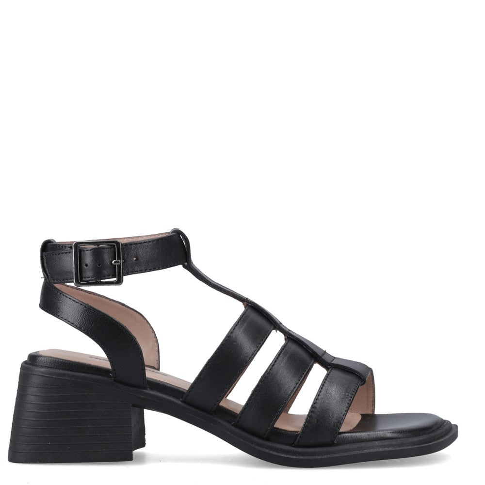 Ladies Heels Black Hush Puppies ZELDA GLADIATOR HEEL