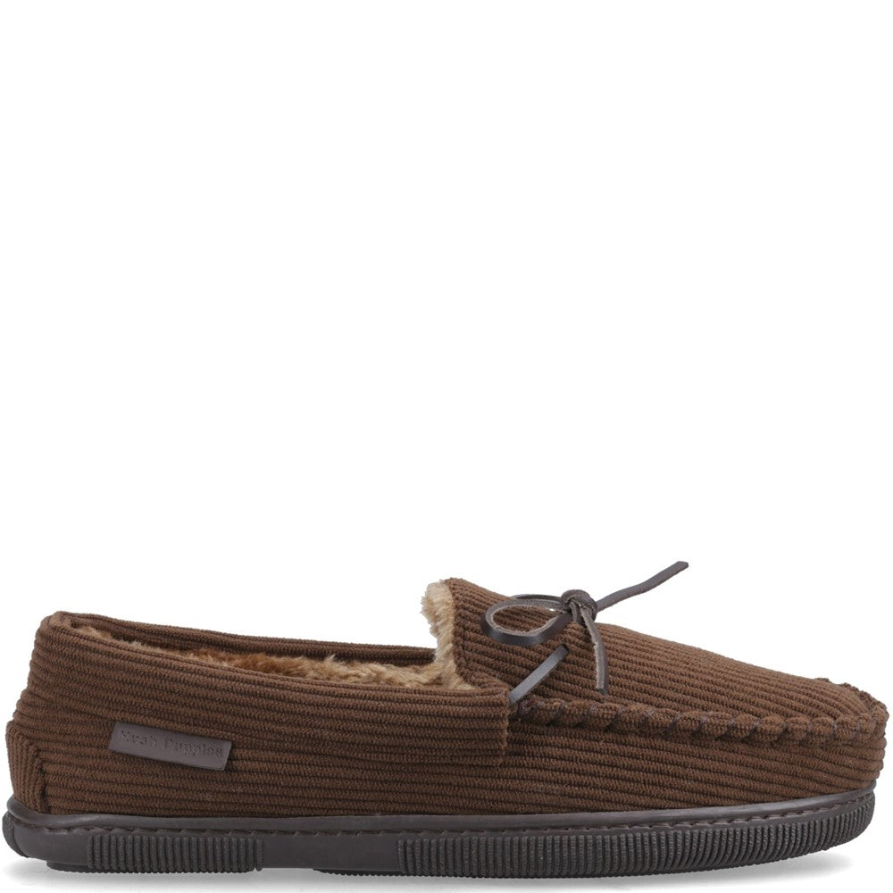 Classic Mens Slippers Brown Hush Puppies Ace Cord Slipper