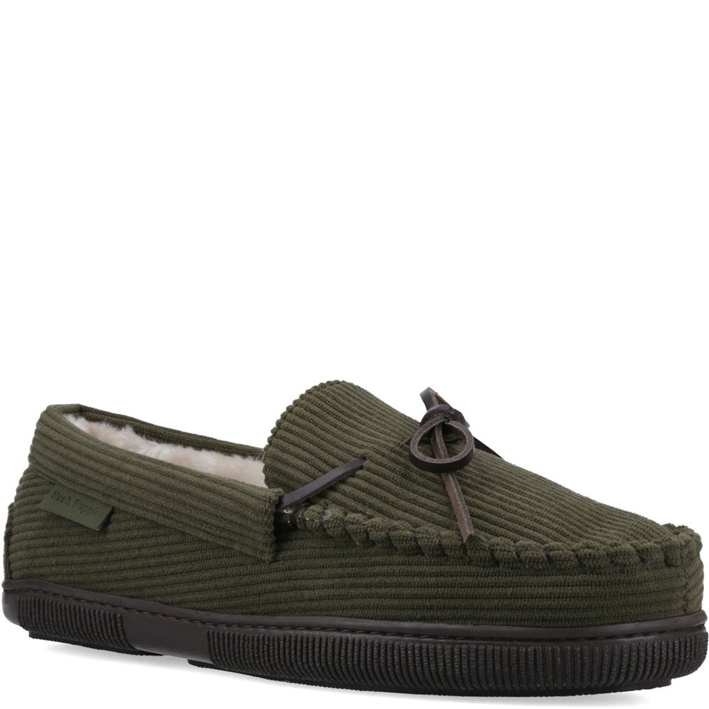 Classic Mens Slippers Khaki Hush Puppies Ace Cord Slipper