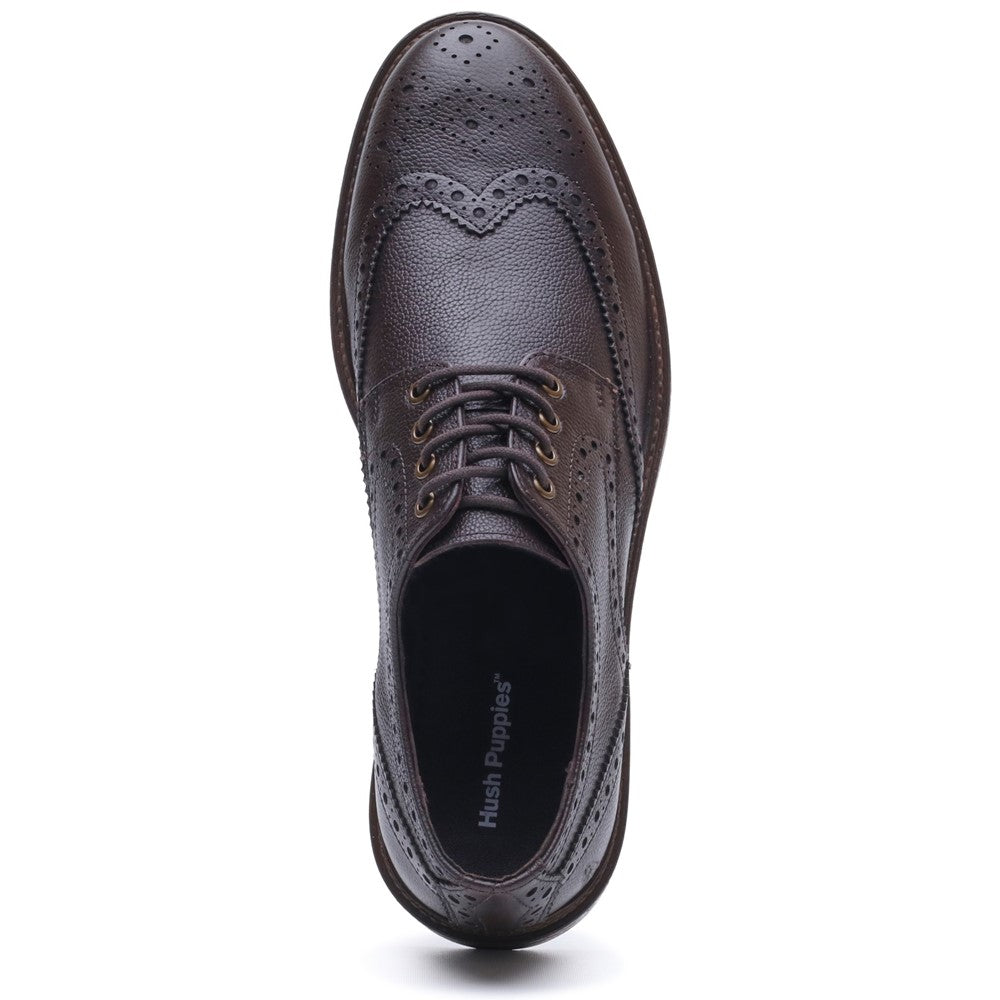 Mens Formal Lace Up Shoes Brown Hush Puppies Isaac Brogue